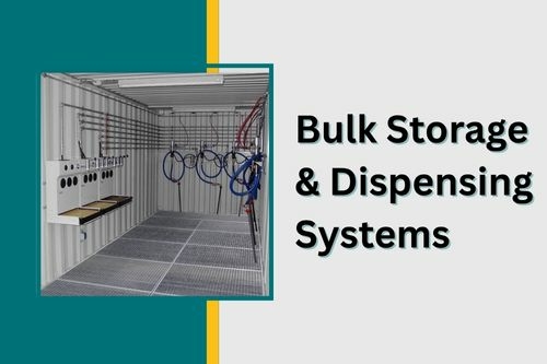 Bulk storage and dispensing systems Bulk Storage & Dispensing Systems - Dedicated industrial lubrication room container with oil tanks and hose reels