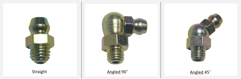 Straight and angled grease fittings Straight and angled grease fittings