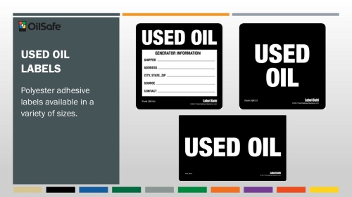 Used Oil OilSafe labels Used Oil OilSafe labels