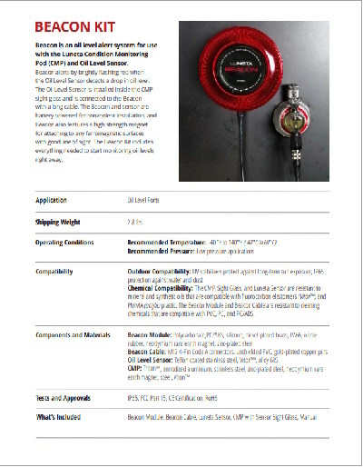 Beacon kit spec sheert