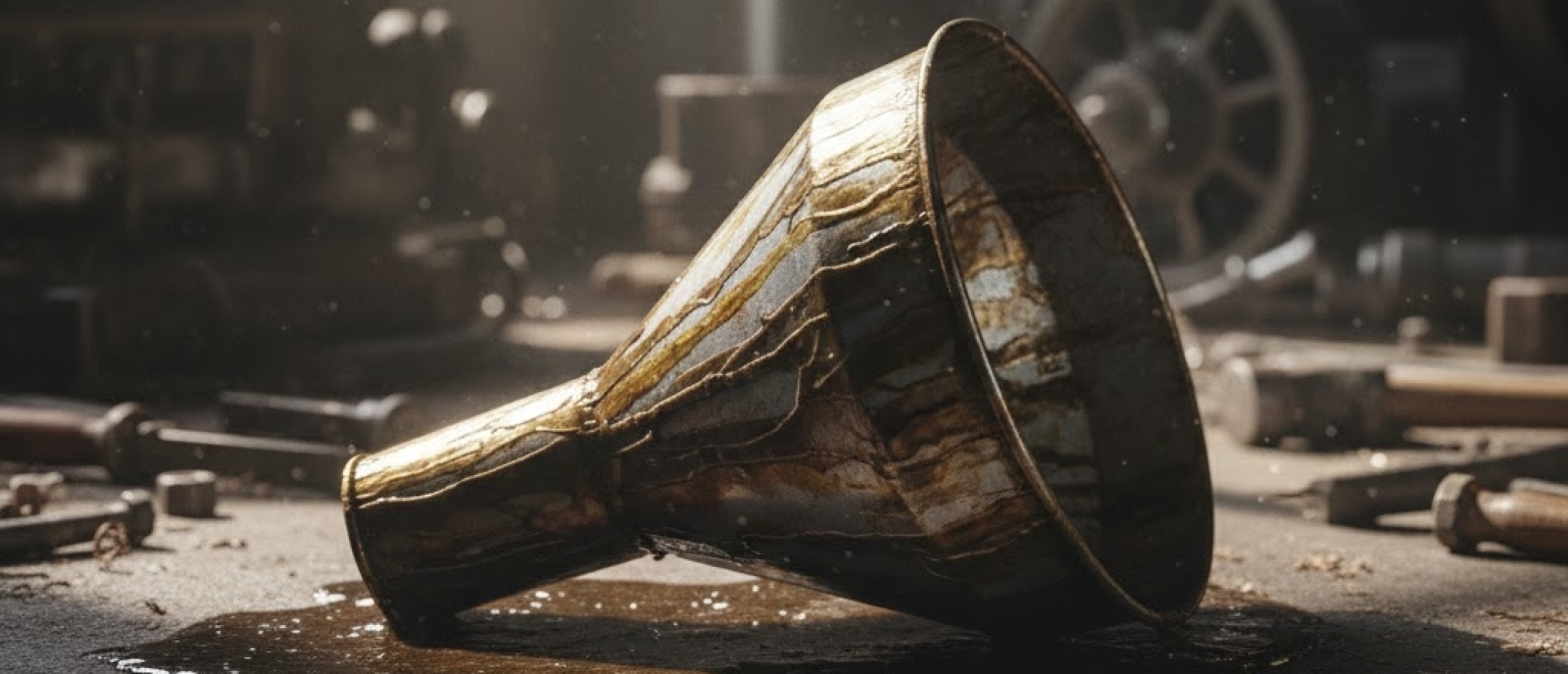 Galvanised oil funnel