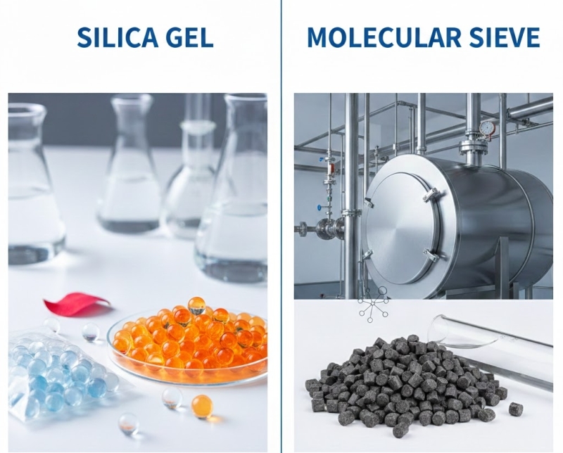 Silica gel and molecular sieve