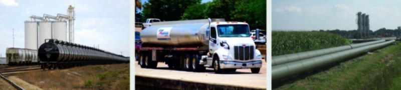 Transportation of oil via train, truck or pipelines