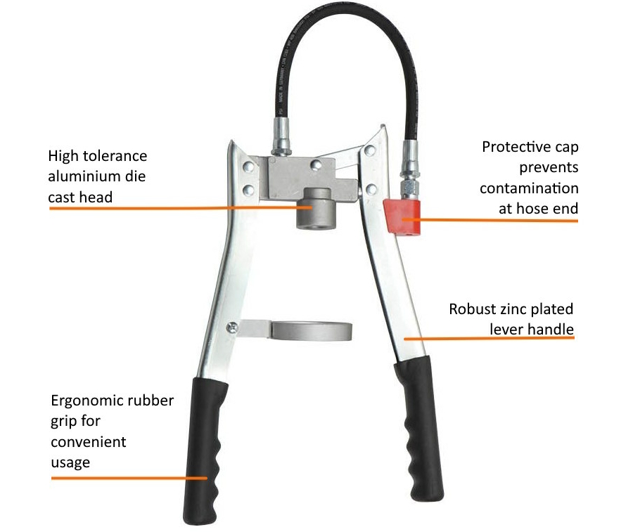 Double Lever Grease Gun-Vacuum Cartridge System (F-Type, 500 g)