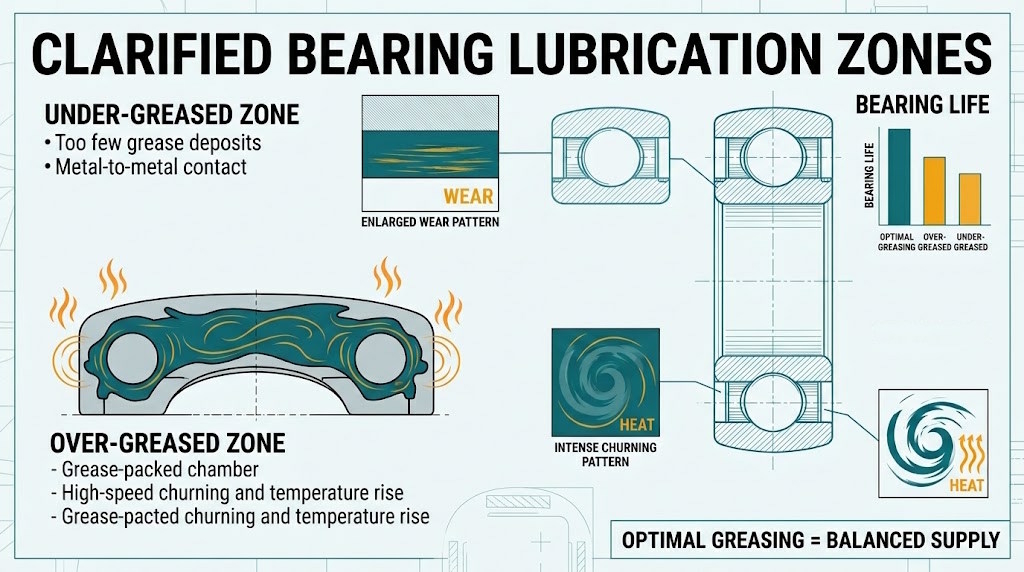Under and over greased bearings Under and over greased bearings