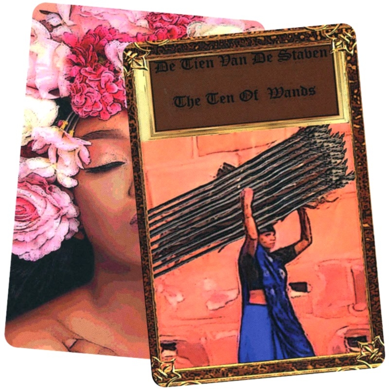 Tien van Staven uit de Sranang Tarot, ontworpen door Rachida Kacimi