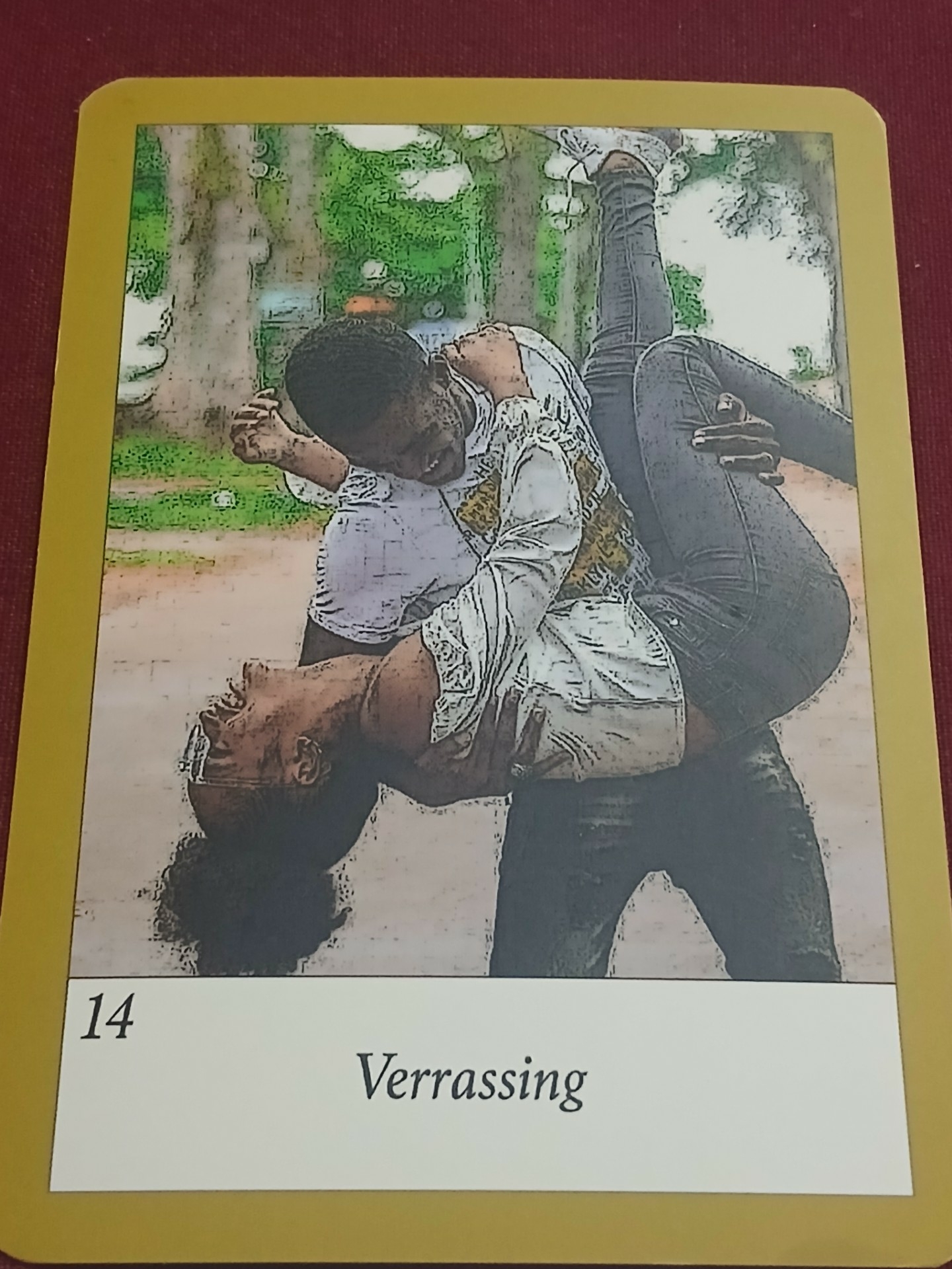 Verrassing - kaart 14 uit de Surinaamse Zigeuner Waarzegkaarten