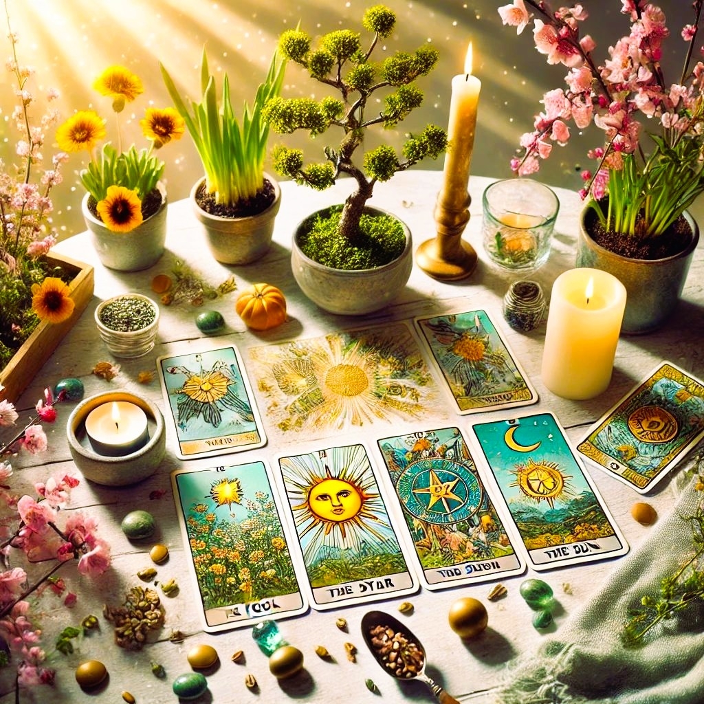 Tarotkaarten uitgespreid in reading-setting voor zelfreflectie Lyluah Spirituele Praktijk