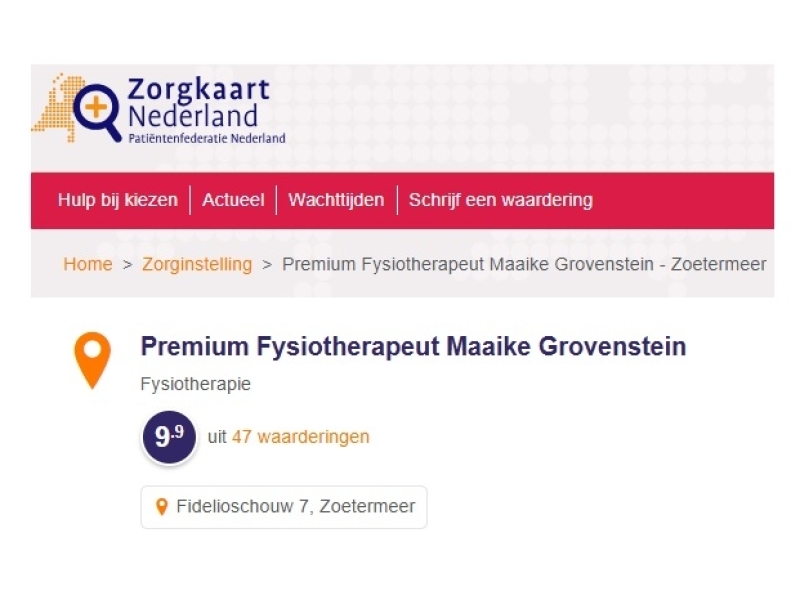 47 reviews van Zorgkaart NL