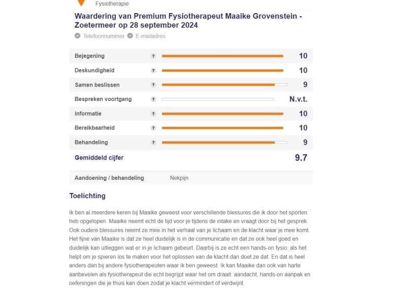 Review vanaf Zorgkaart NL