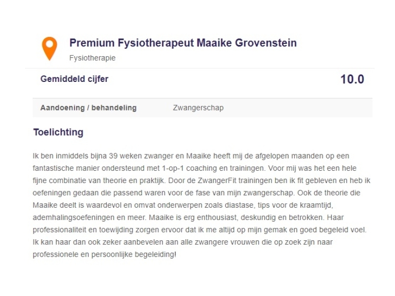 Review vanaf Zorgkaart NL