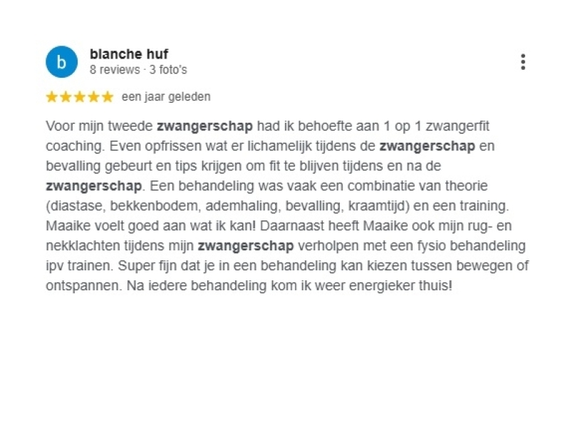 Review Blanche tijdens zwangerschap
