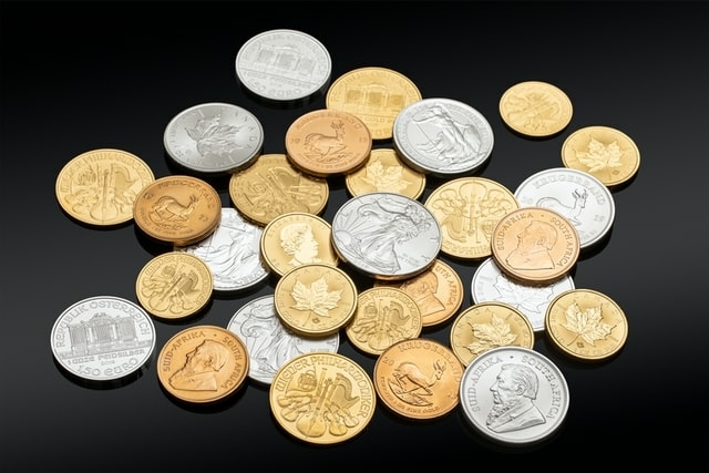gouden en zilveren munten