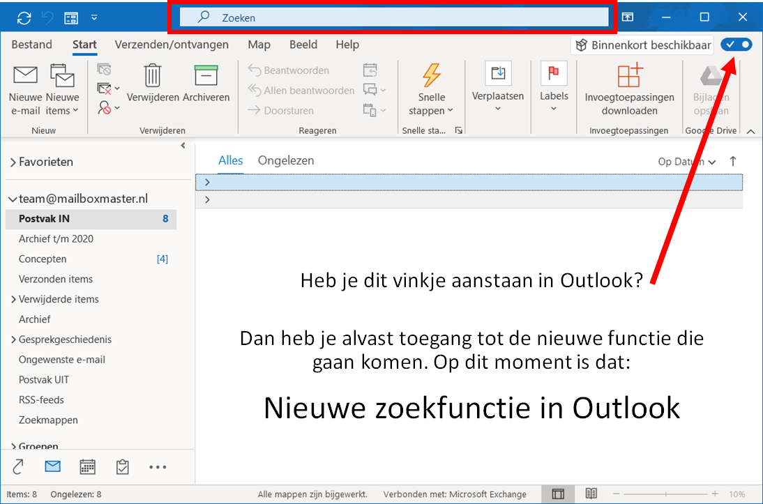 zoekfunctie outlook op nieuwe plek