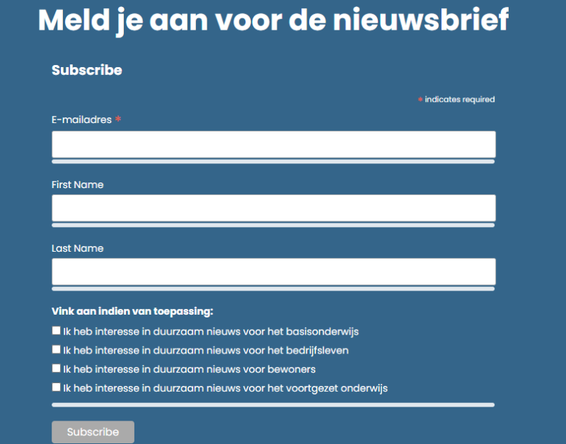 2024 voorbeeld groups voor nieuwsbrief inschrijfformulier Mailchimp NMCX