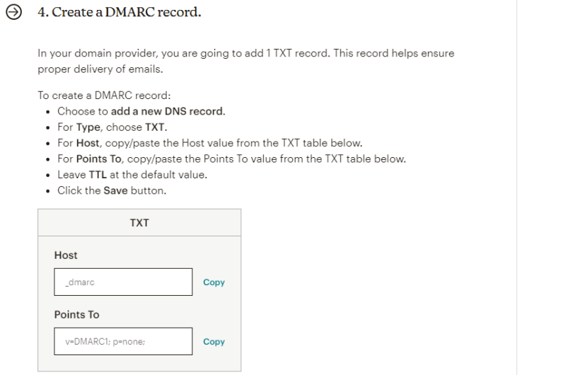 Creat a DMARC record