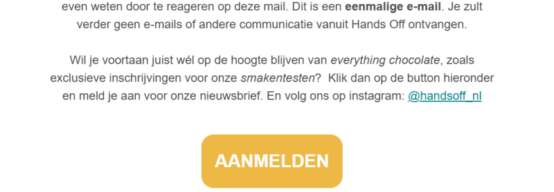 Schermafbeelding eenmalige mailing Hands Off Schermafbeelding eenmalige mailing Hands Off