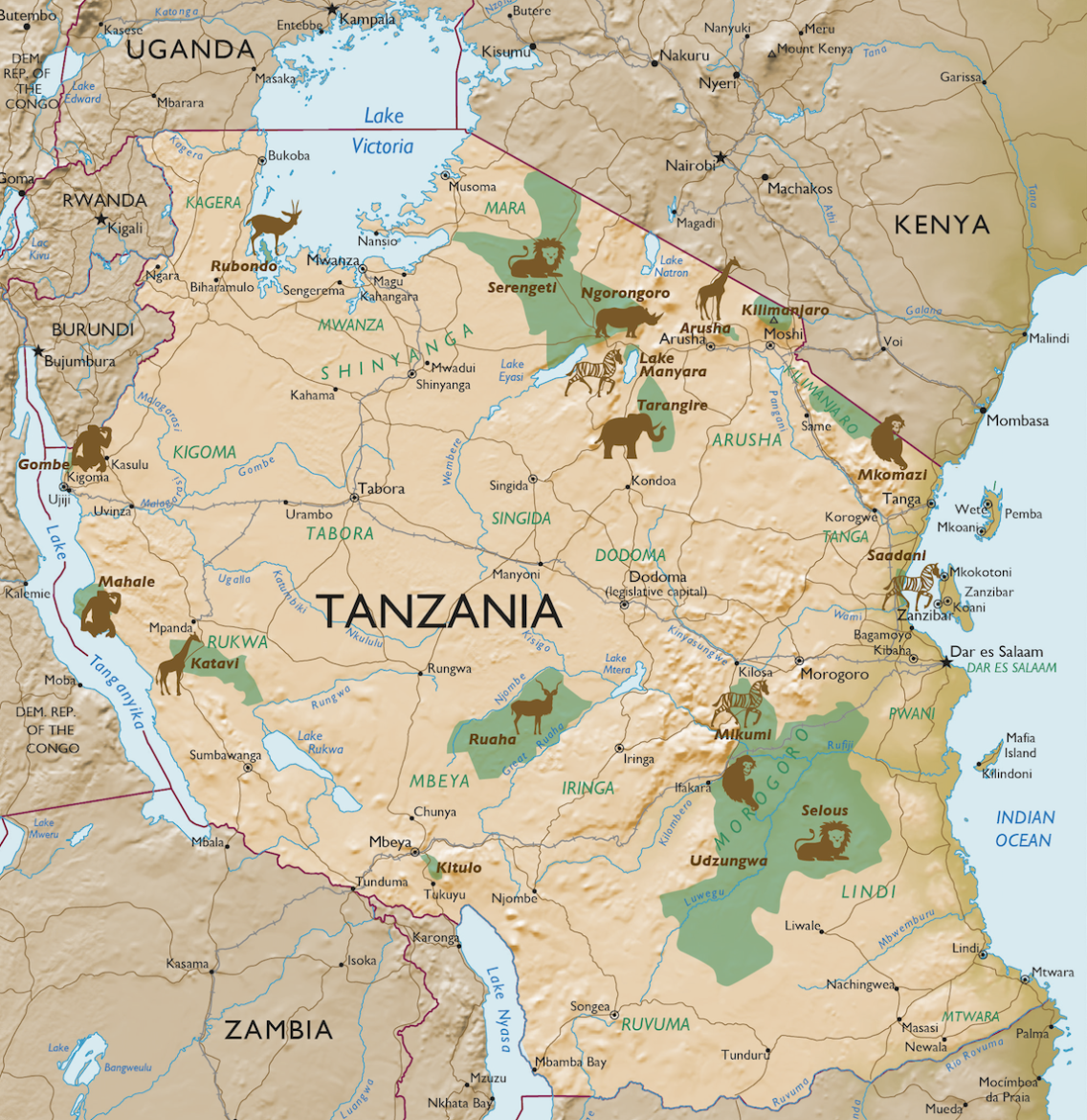 kaart Tanzania