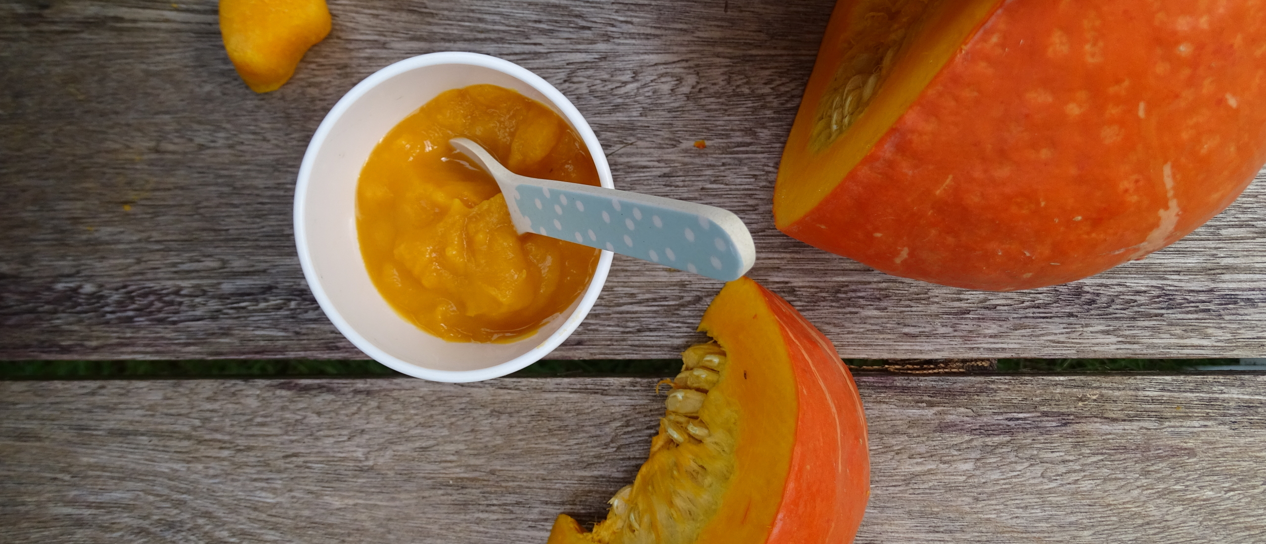Pompoenhapje maken voor baby's (4 maanden)