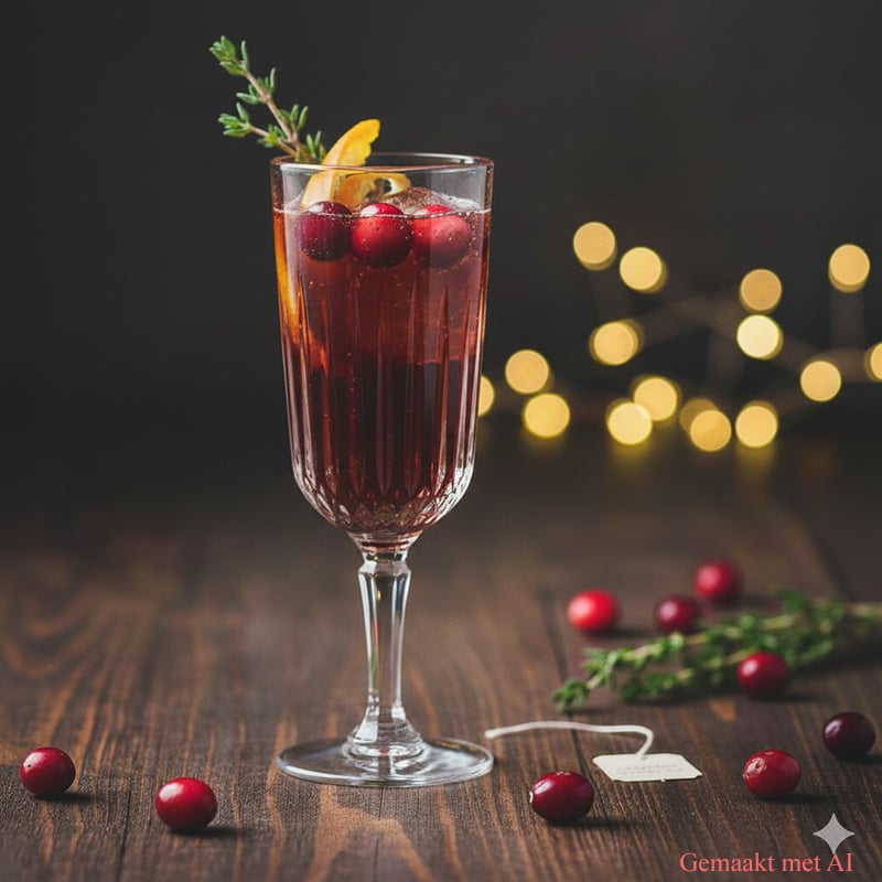 Feestelijke hibiscusthee mocktail met cranberries