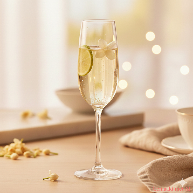 Mocktail voor de feestdagen met jasmijnthee en bubbels