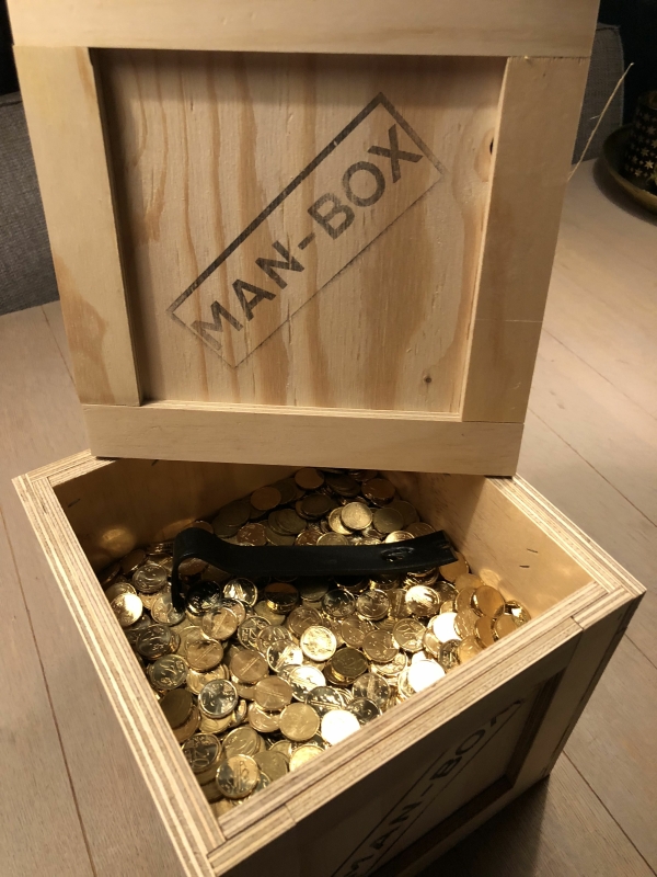 Geld geven met Man-Box op een bruiloft