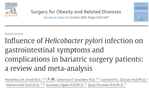 helicobacter pylori infectie na bariatrische chirurgie en effect op maagklachten