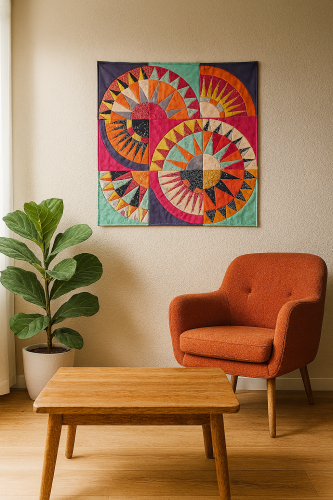 New York Beauty quilt aan muur - Marlies de Vries - Quiltinspiratie