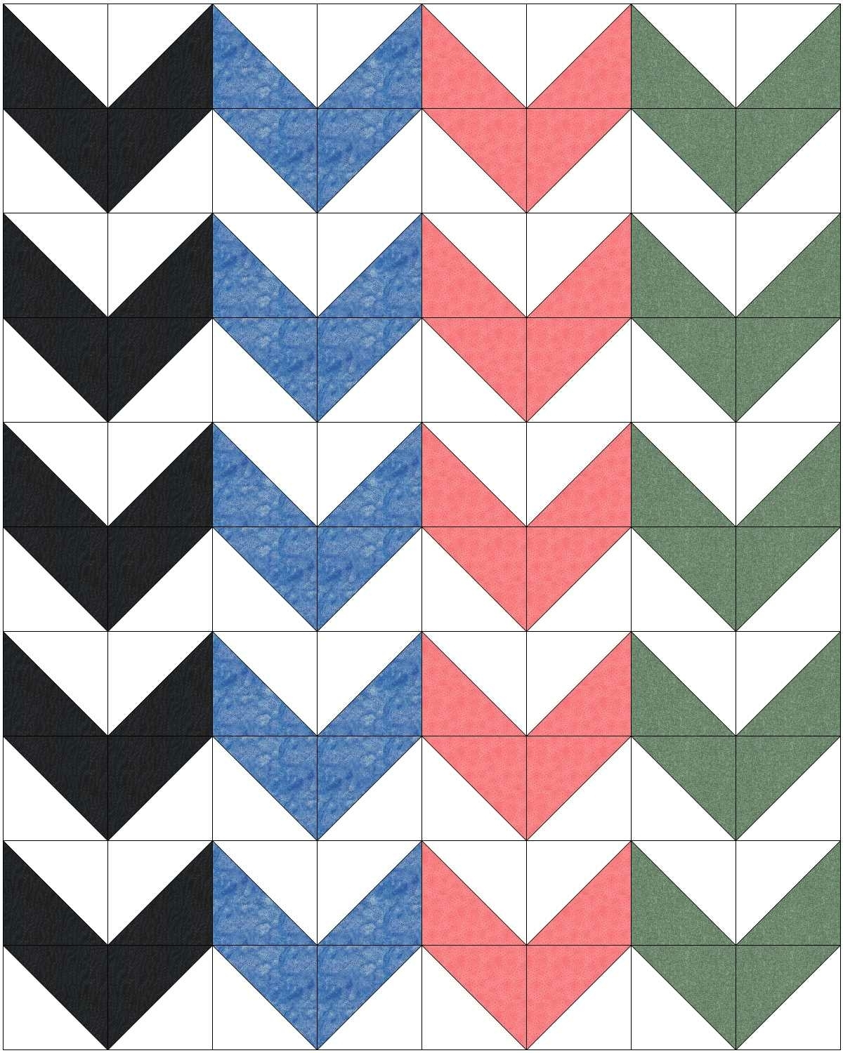 V-quilt afbeelding 4 banen - Marlies de Vries Online Quiltacademie