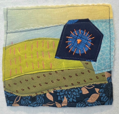 Art quiltje landschap collage