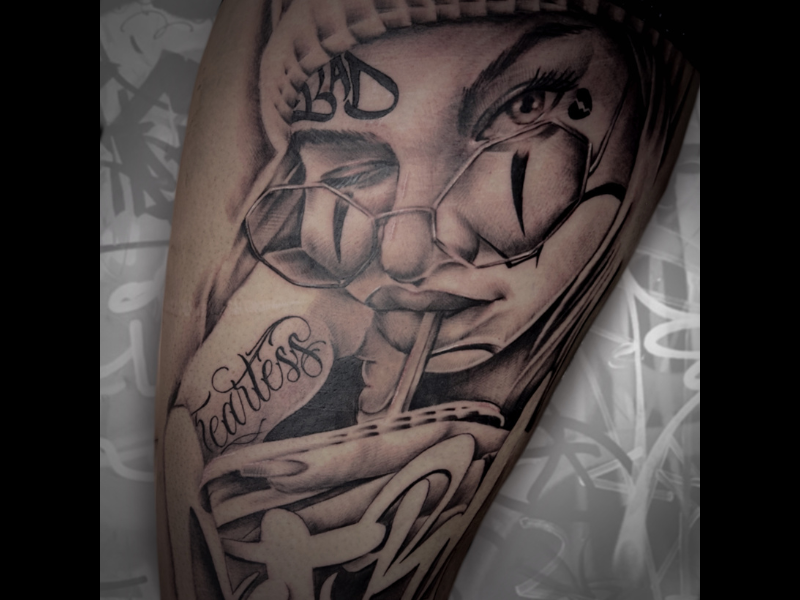 Chicano tattoo clown girl