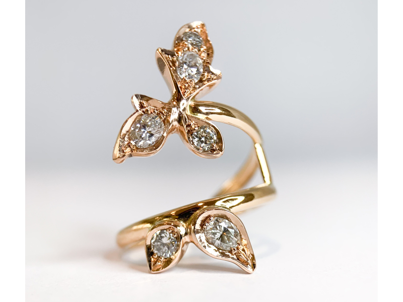 diamond flower ring, diamant bloemenring