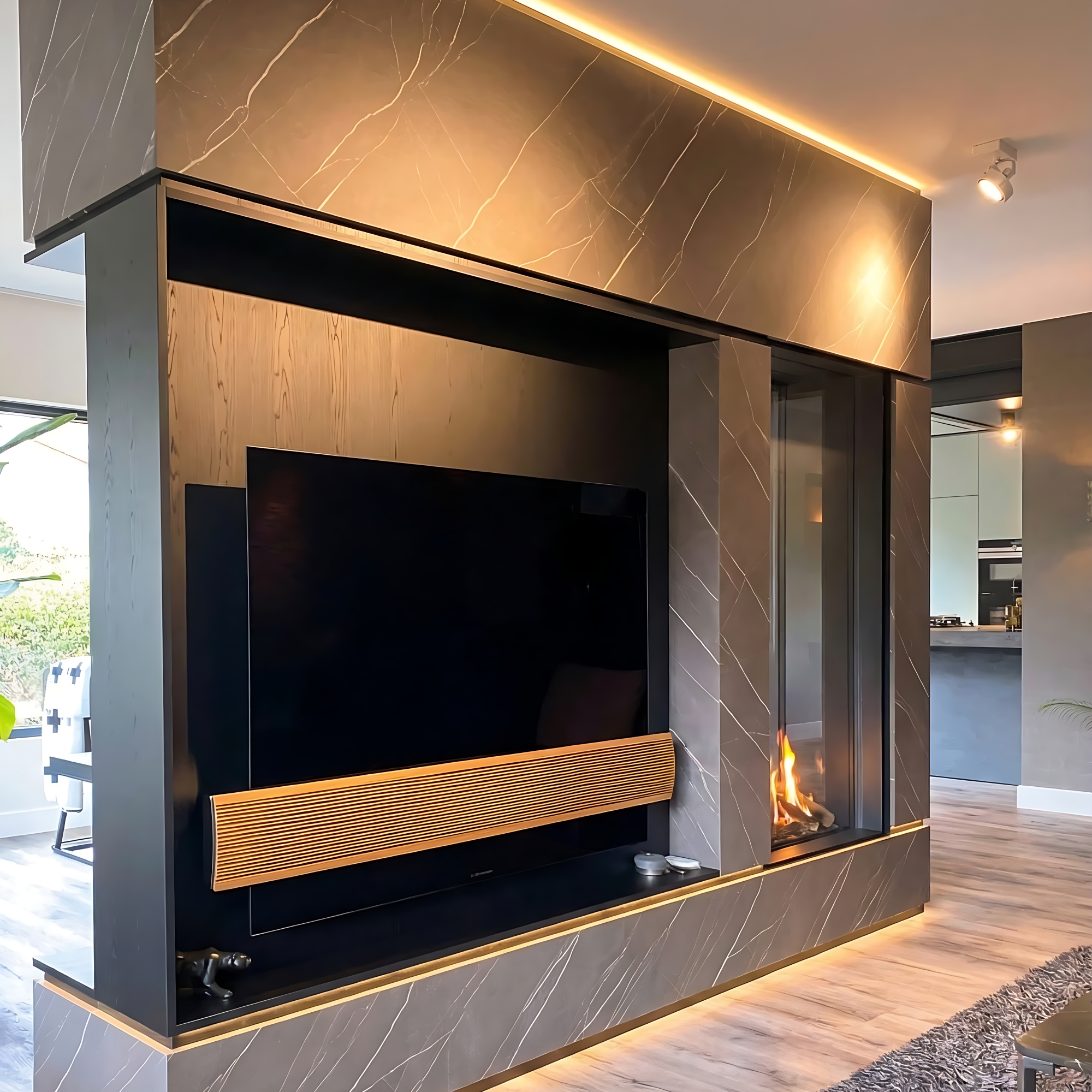 haard tv meubel marmer rhoon maatwerk