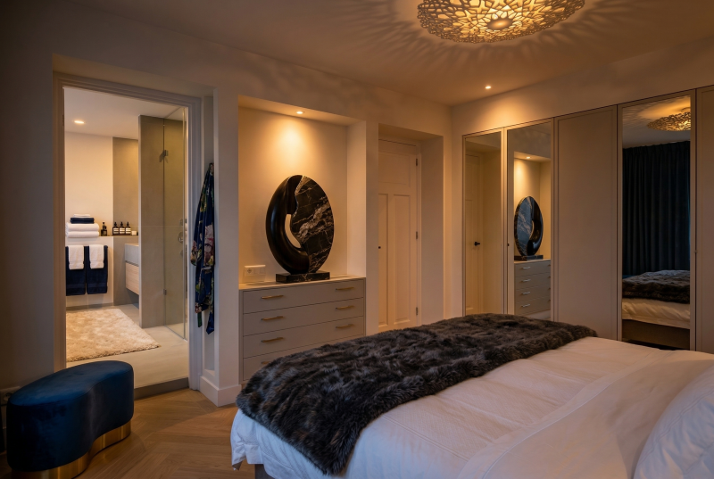 Master suite met slaapkamer, en-suite badkamer en kleedkamer als één privéverblijf