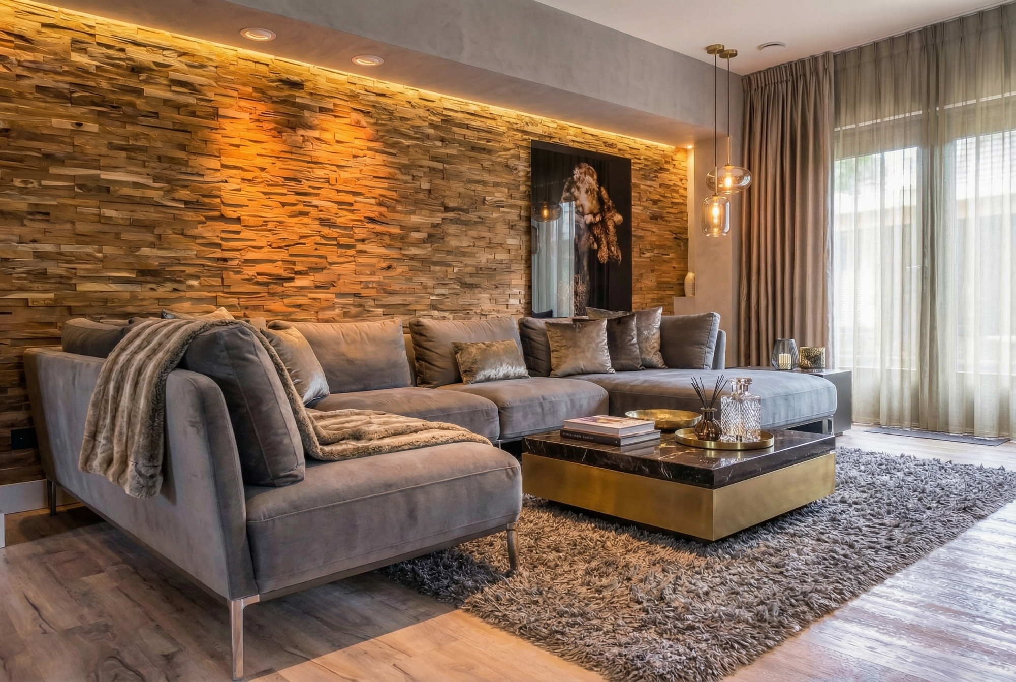 Interieurontwerp zitkamer villa rhoon