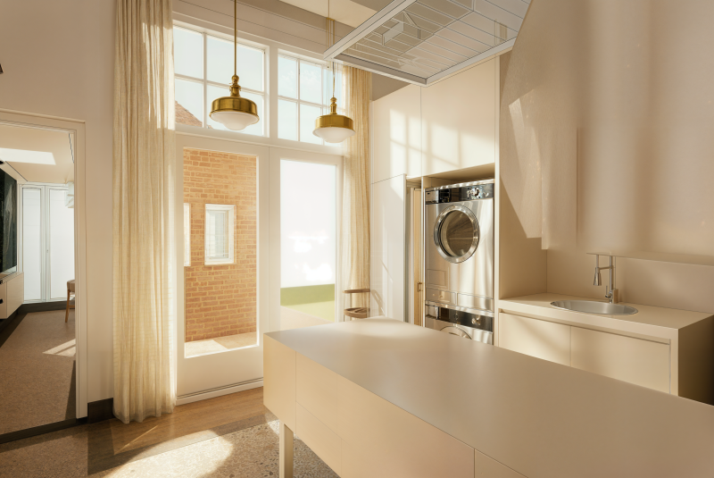 routing in huis — wasruimte centraal in woning — voorbeeld gezin met vier kinderen routing in huis — wasruimte centraal in woning — voorbeeld gezin met vier kinderen