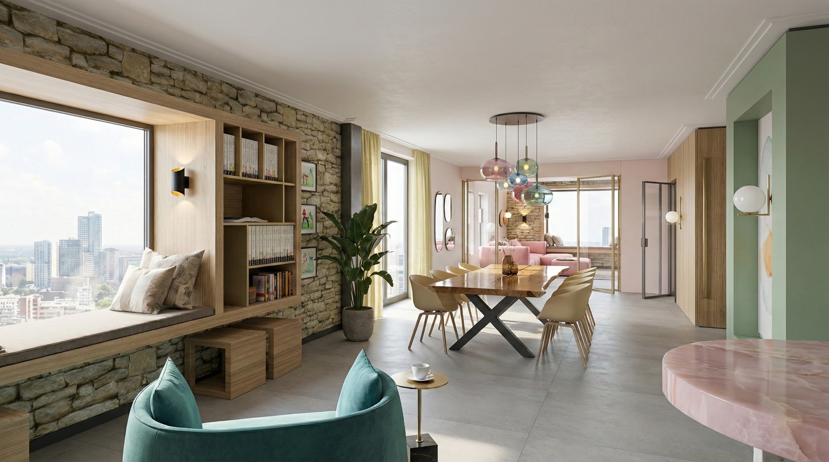 Van 180 m² aan de Heemraadsingel naar 128 m² in New Maas. Met kinderen.