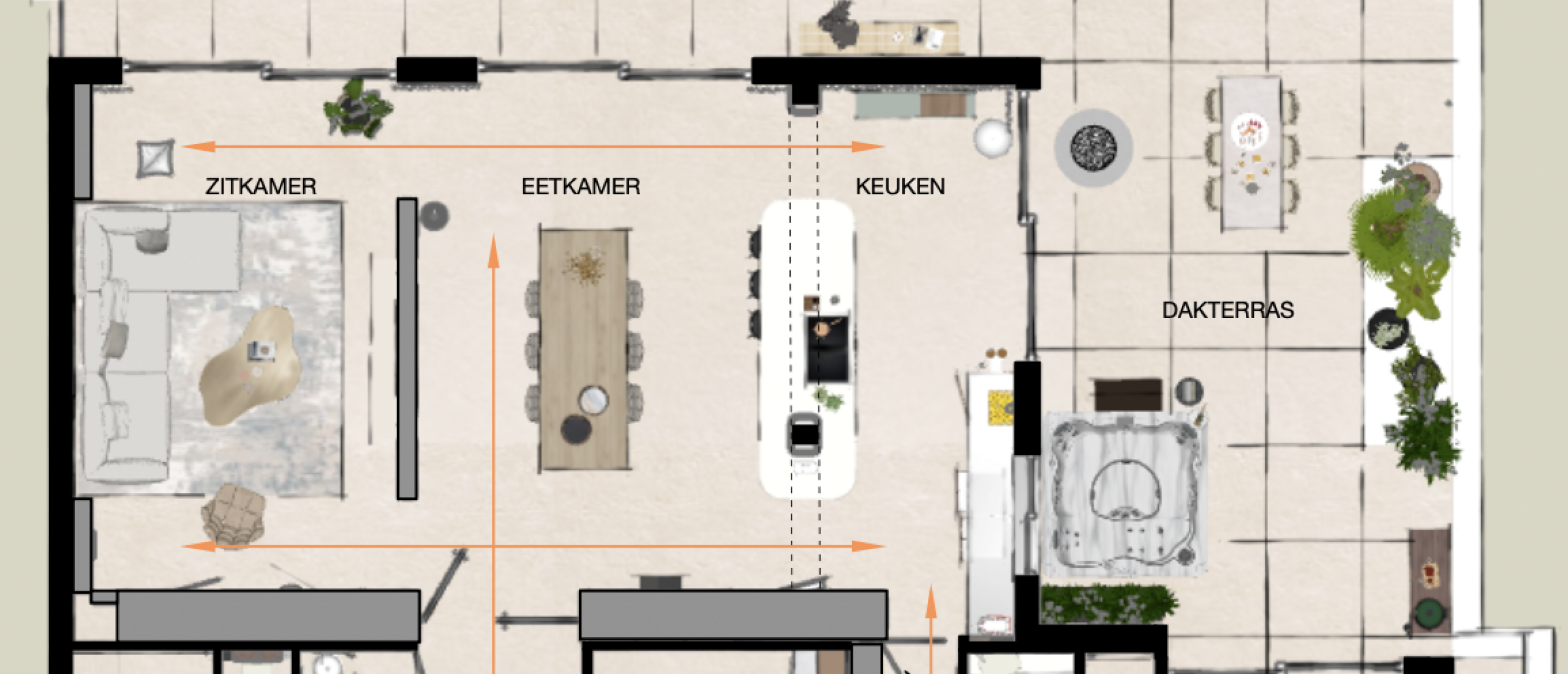 Penthouse-indeling met zichtlijnen | Interieurarchitect Rotterdam Penthouse-indeling met zichtlijnen | Interieurarchitect Rotterdam