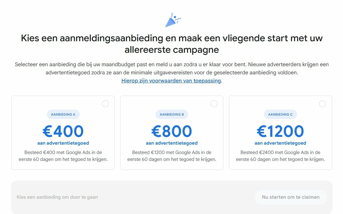 Gratis advertentiebudget Google Gratis advertentiebudget van Google