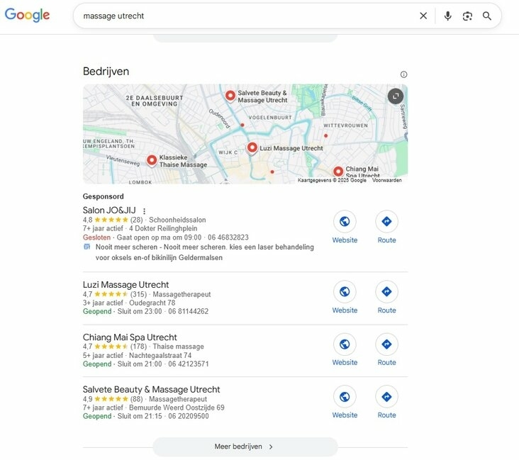 Marketing voor massage met Google Bedrijfsprofiel