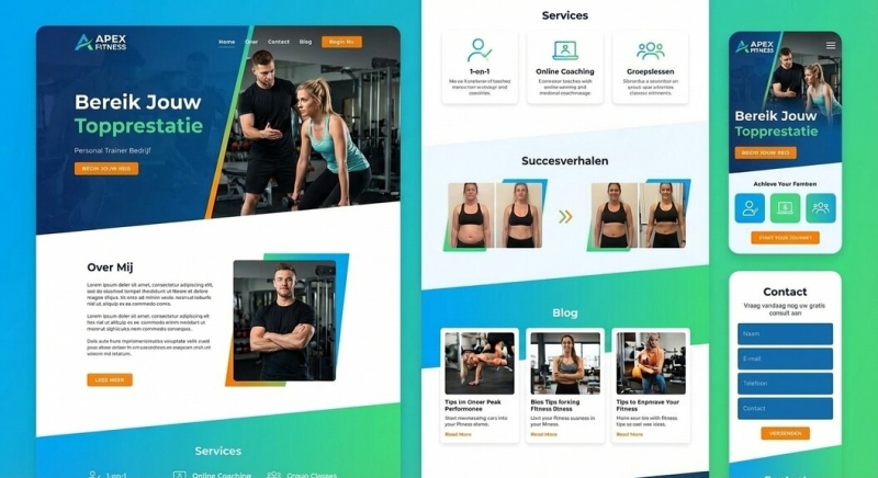 Personal trainer online website Voorbeeld van een sterke online website van een personal trainer