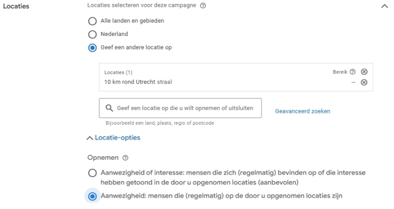 MKB advertentie die regionaal wordt getoond