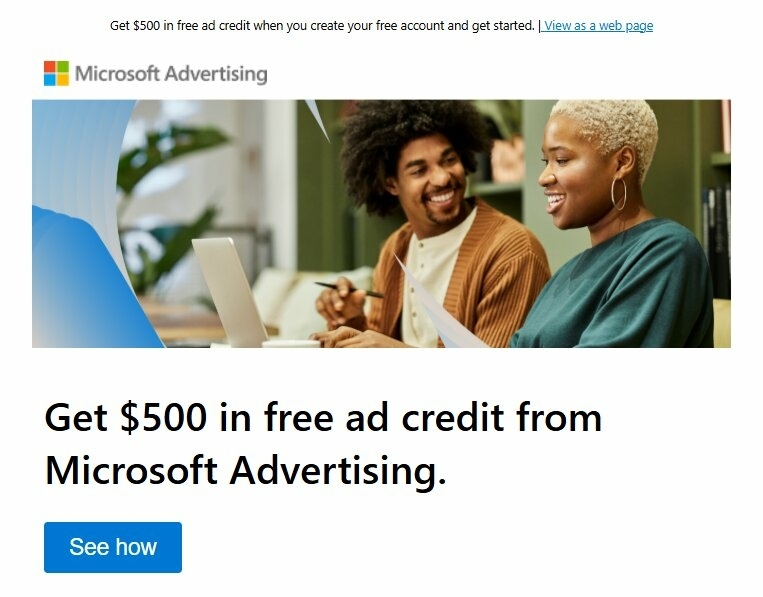 SEA zonder kosten Bing SEA zonder kosten door gratis advertentiebudget van Bing (Microsoft Ads)