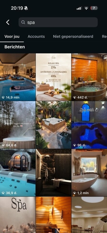 Spa op social media Instagram voorbeeld
