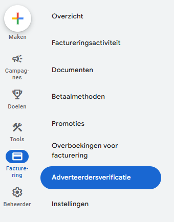 Stap 1 bevestiging geen politieke advertenties google ads