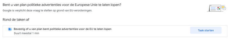 Stap 2 bevestiging geen politieke advertenties google ads