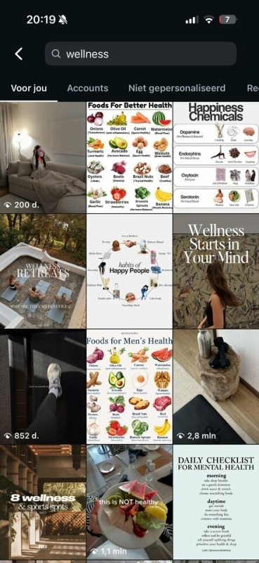 Voorbeeld van wellness social media content Instagram