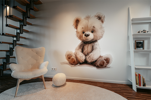 Grote muurdecoratie teddybeer in kinderkamer