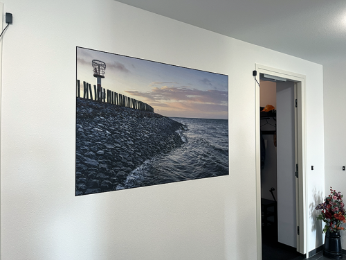 Wallprint met natuurbeeld in de hal van een appartementencomplex