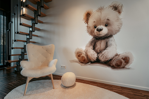 Wallprint teddybeer in speelse kinderkamer